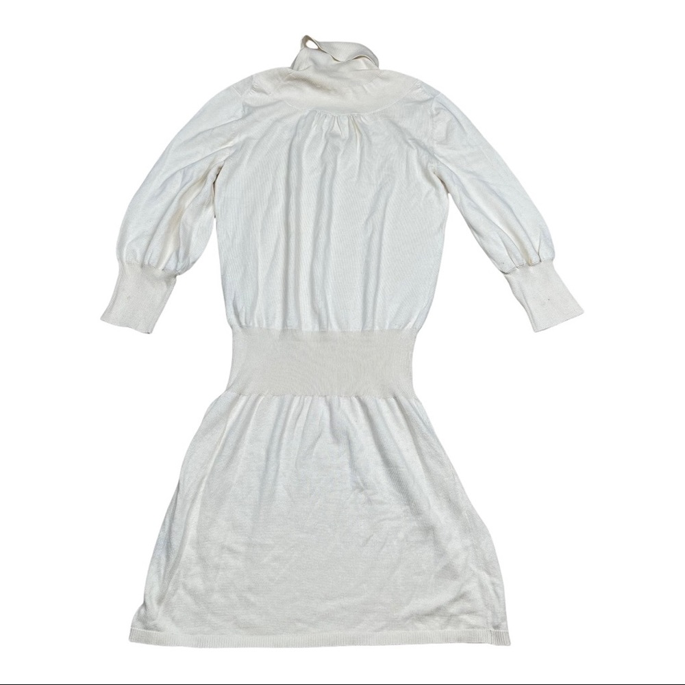 Peruvian Connection Pima Cotton Tencel Blend Cream Color Turtle Neck Dress XS - Picture 4 of 8
